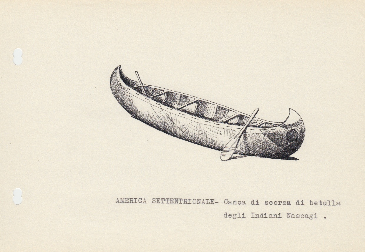 052 Americ Settentrionale - canoa di scorza di betulla degli Indiani Nascagi